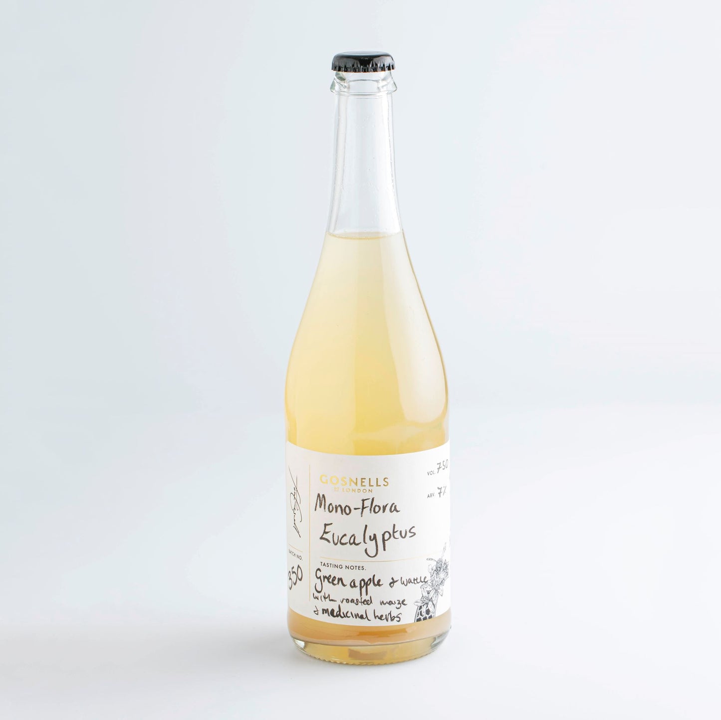 Bottle of Gosnells Eucalyptus mead with a small honey sample jar.