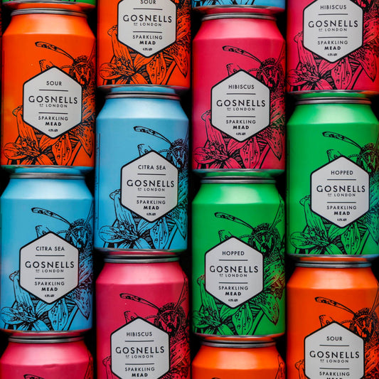 Buy a mixed case of 12 or 24 cans of our 4 different flavoured Gosnells craft meads.